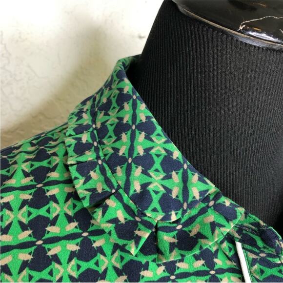 Cabi Bronco navy green mixed print western button down top size Medium #5520 - Picture 8 of 16